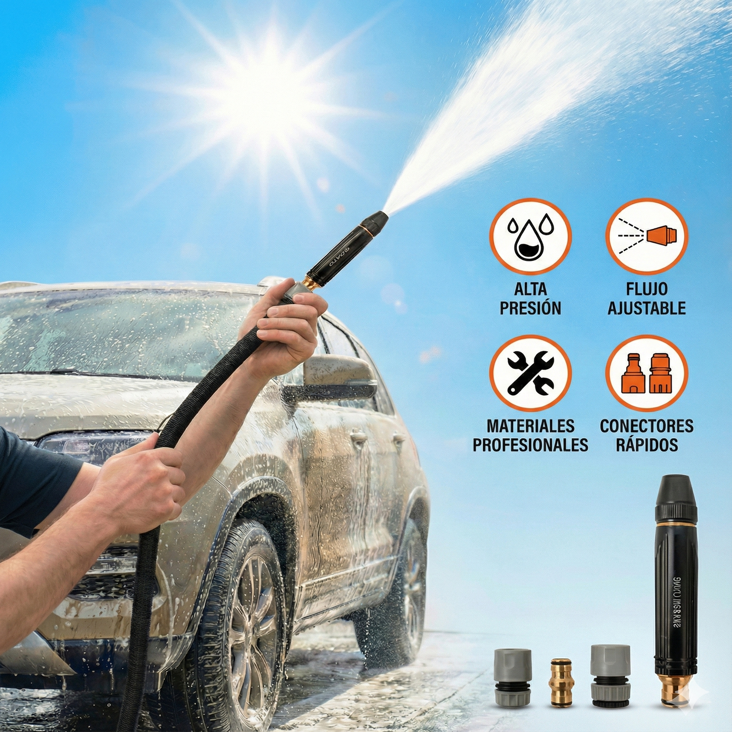 Pack Cuidado Total: Sombrilla Parasol + Boquilla Pro